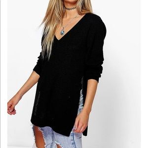 NWOT BOOHOO Side Split Black Sweater